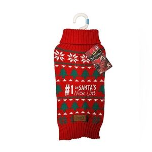 Woof, Festive Red Dog Sweater - Santa's Nice List. Size Small. NWT